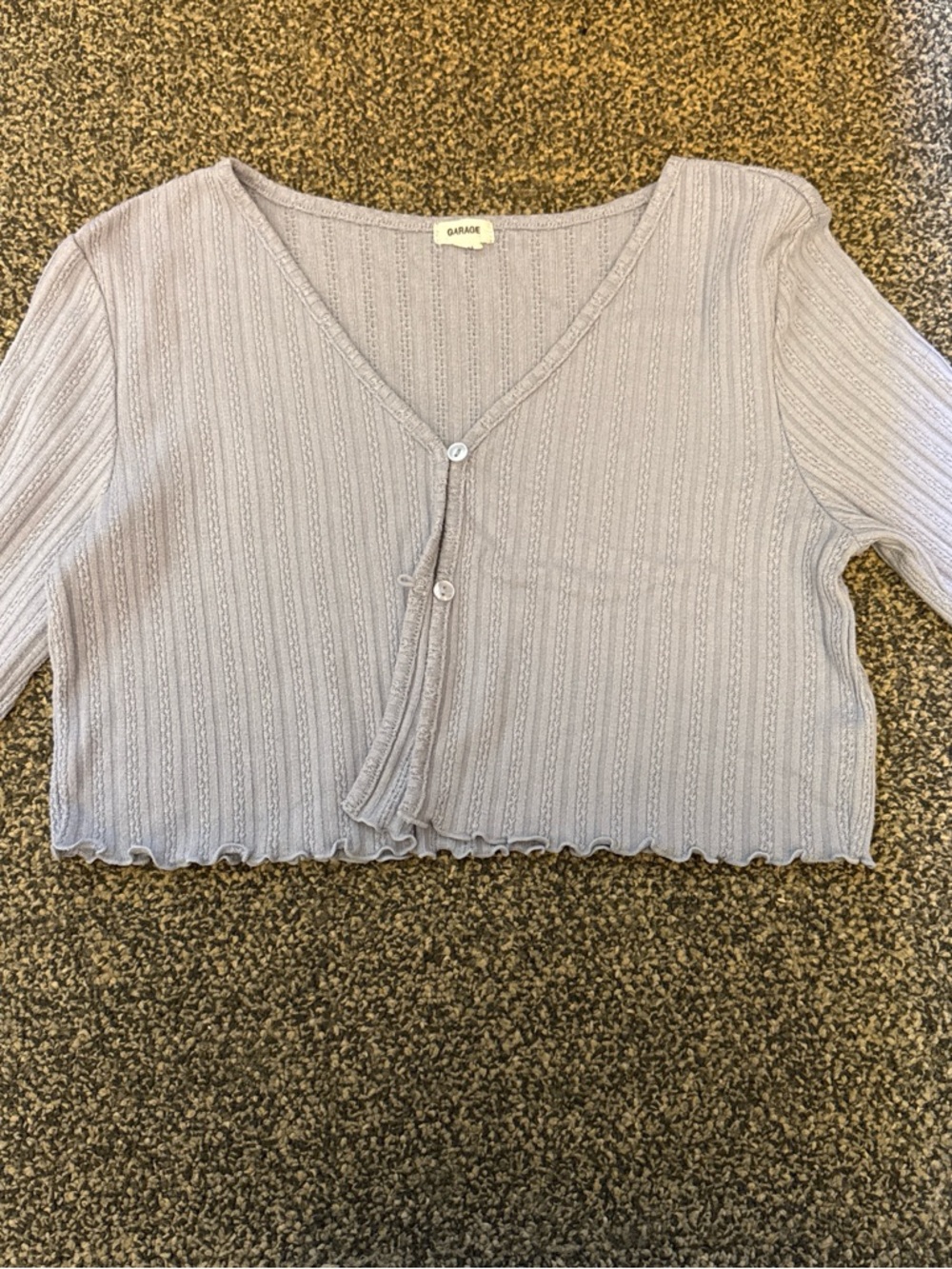 Garage Lavender Pointelle Cropped Cardigan